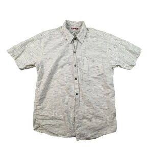 Iron and Resin Men's M Black & White Wave Print SS Button up USA Made SEE DESCRI